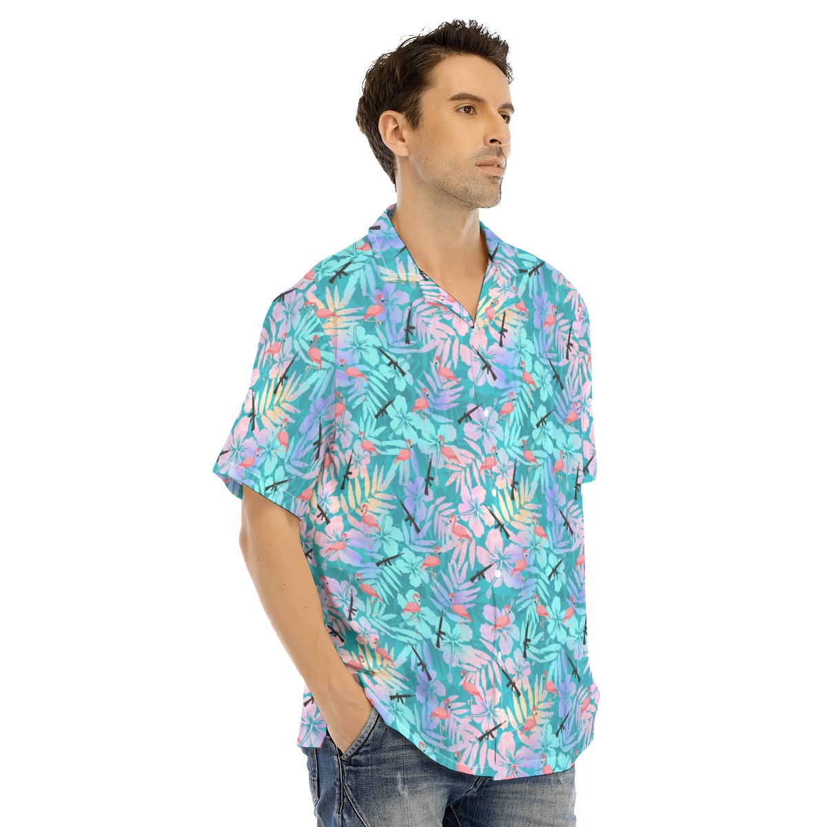 Tropical Flamingo Tactical Men's Hawaiian Shirt