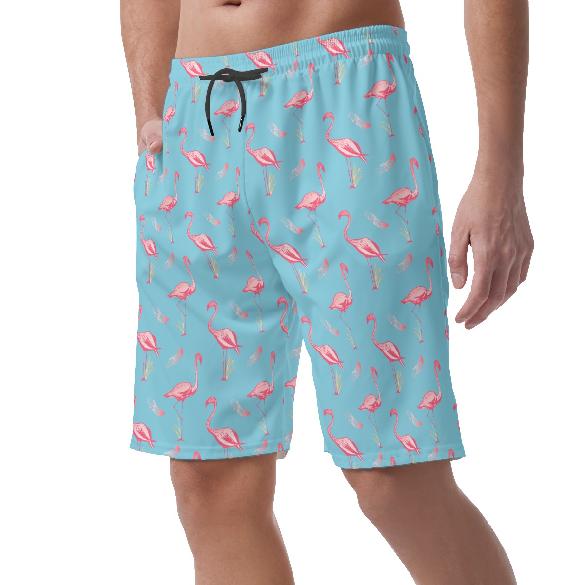 Men's Lovely Flamingo Blue Hawaiian Beach Shorts