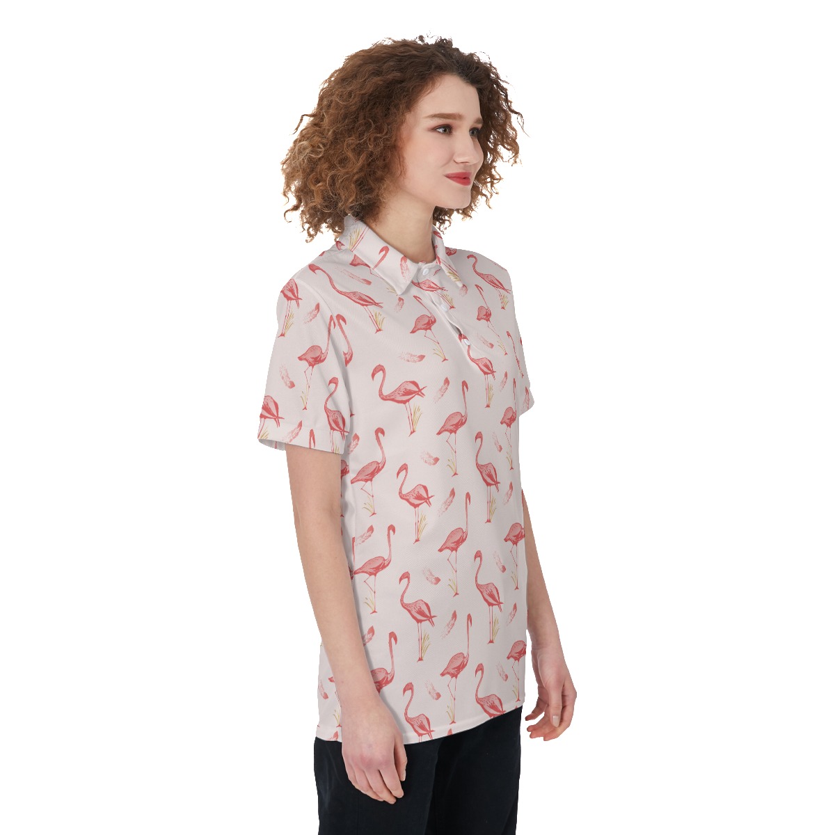 Flamingo White Hawaiian T-Shirt For Women
