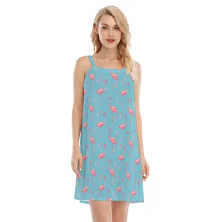 Cool Flamingo Blue Hawaiian Dress