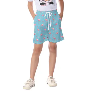 Cute Flamingo Blue Hawaiian Beach Shorts For Kids