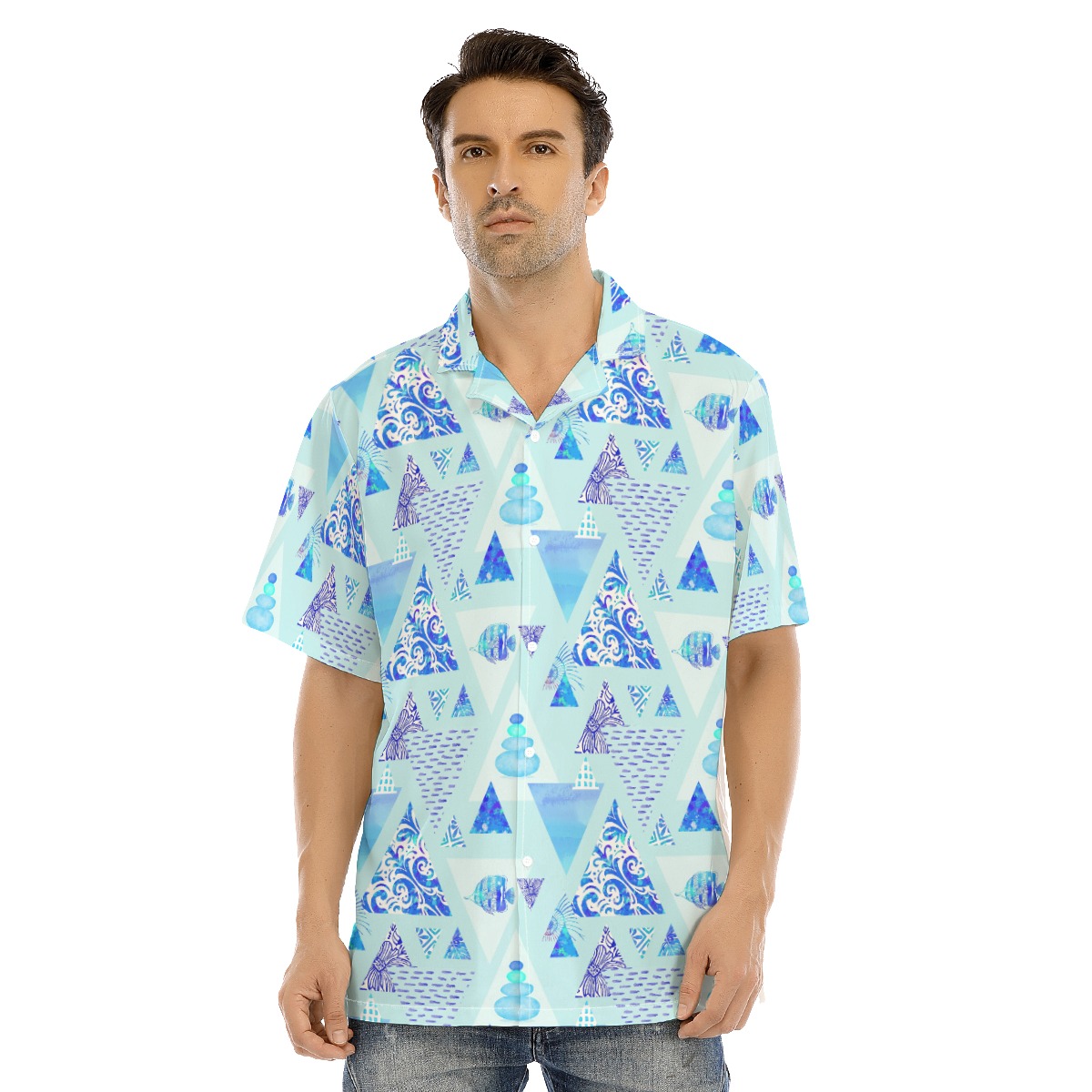 Vintage Ocean Triangle Hawaiian Shirt For Men - variant image 1