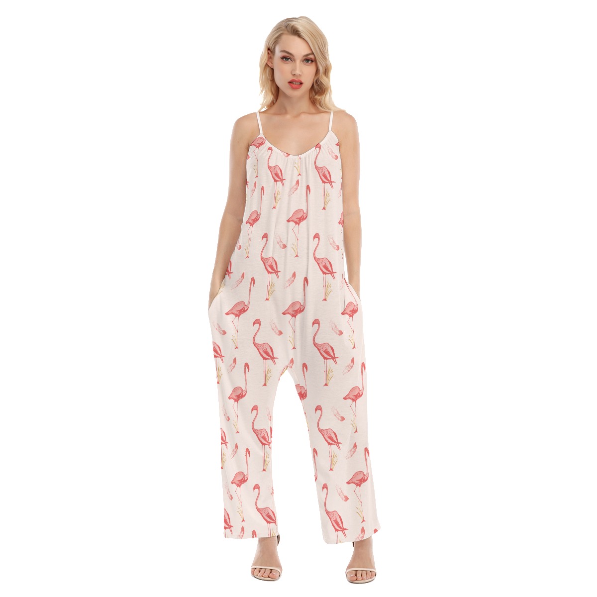 Lovely Flamingo White Hawaiian Jumpsuit - variant image 1