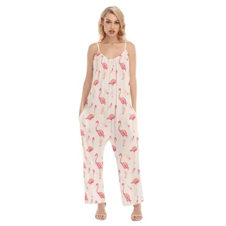 Lovely Flamingo White Hawaiian Jumpsuit