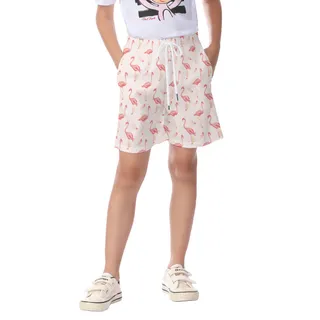 Cute Flamingo White Hawaiian Beach Shorts For Kids