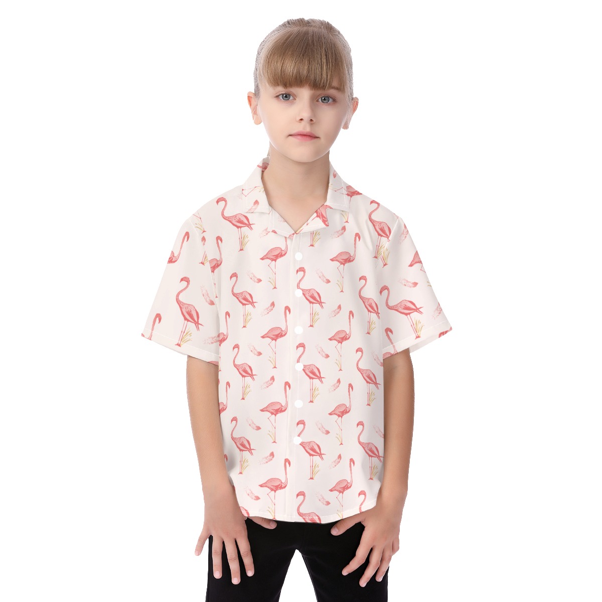 Flamingo Cool Hawaiian Shirt For Kids - variant image 1