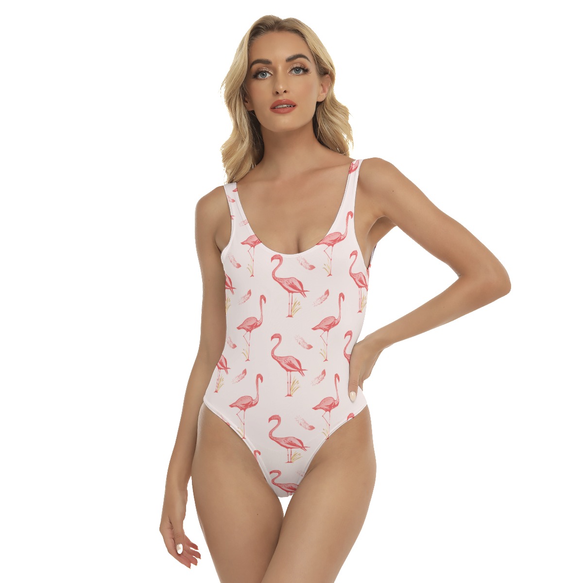 Cute Flamingo White Hawaiian One Piece Swimsuit - variant image 1