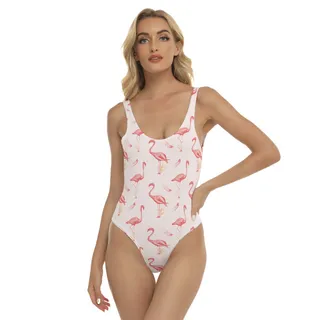 Cute Flamingo White Hawaiian One Piece Swimsuit