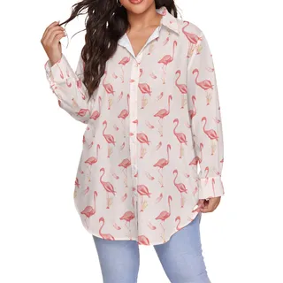 Women's Lovely Flamingo Plus Size Hawaiian Shirt