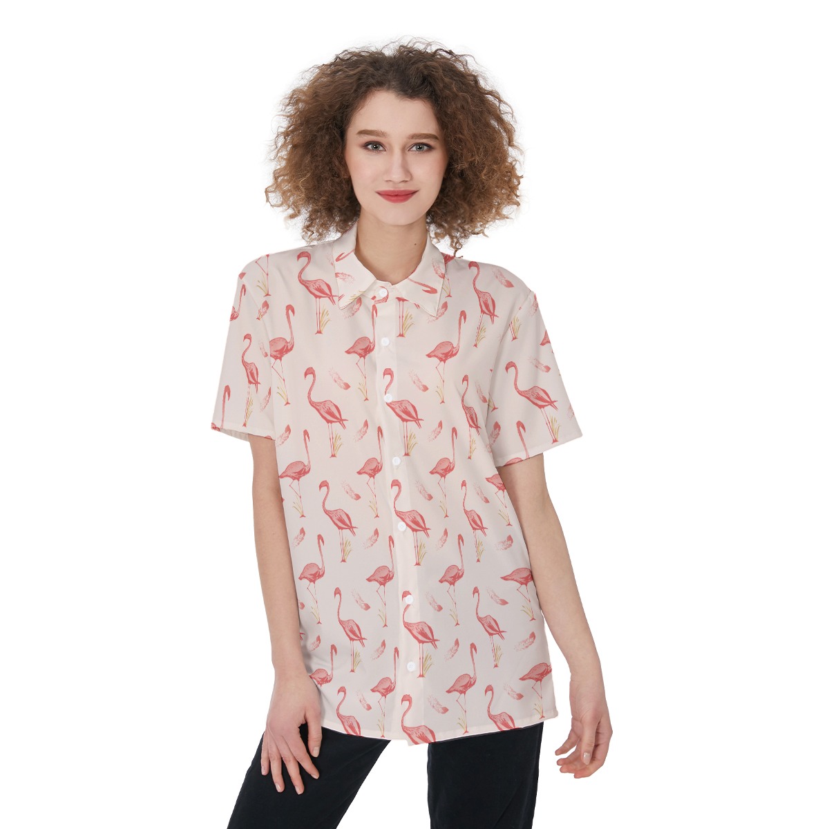 Cute Flamingo Hawaiian Shirt For Women - variant image 1