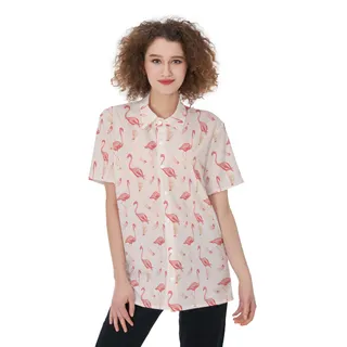Cute Flamingo Hawaiian Shirt For Women