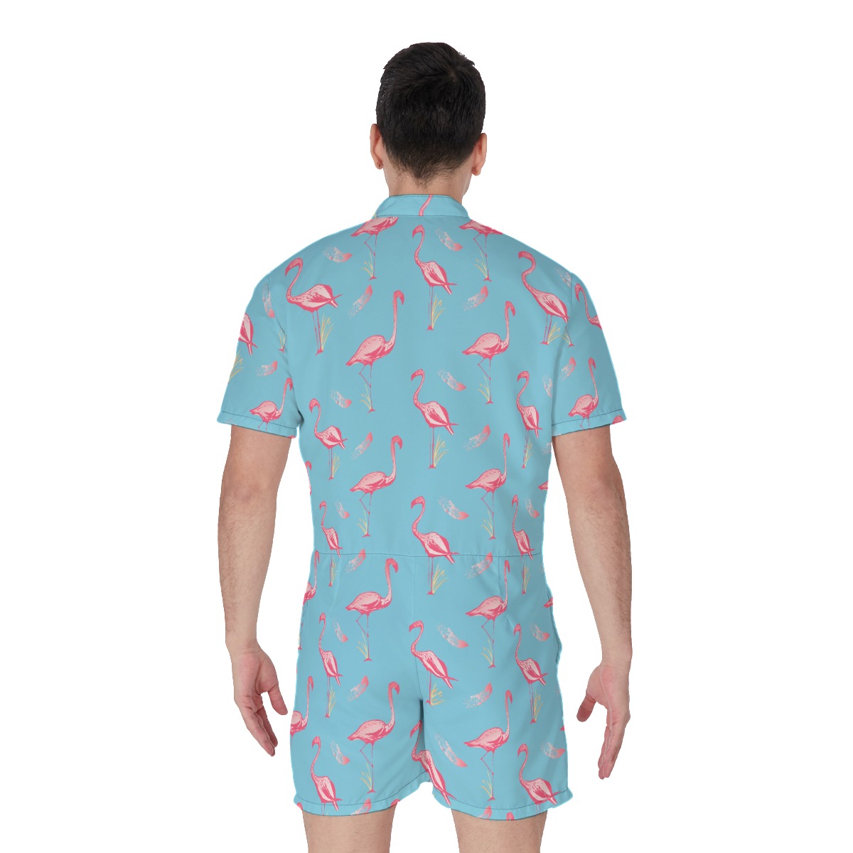 Cool Flamingo Hawaiian Romper For Men