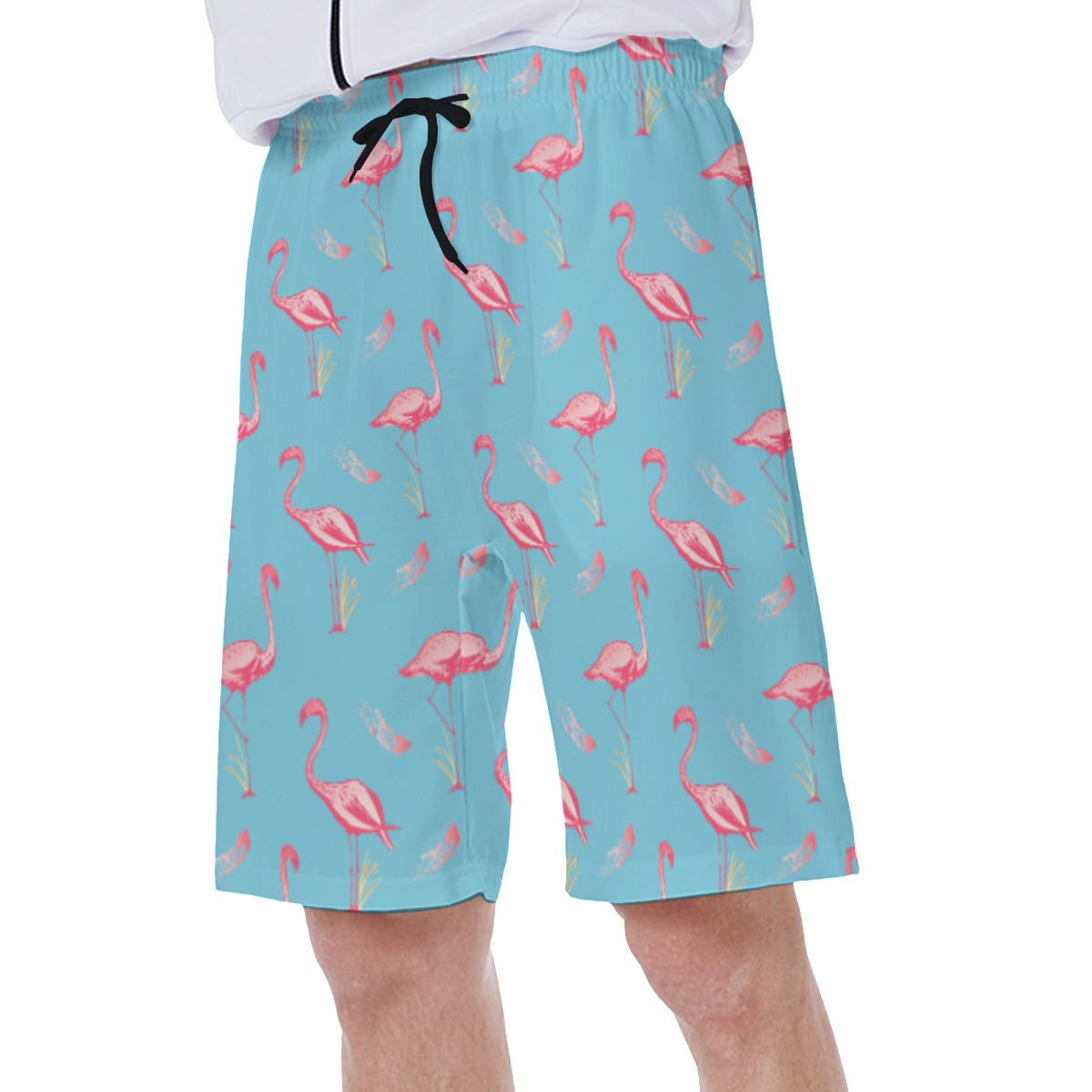 Lovely Flamingo Blue Hawaiian Swim Trunks For Men