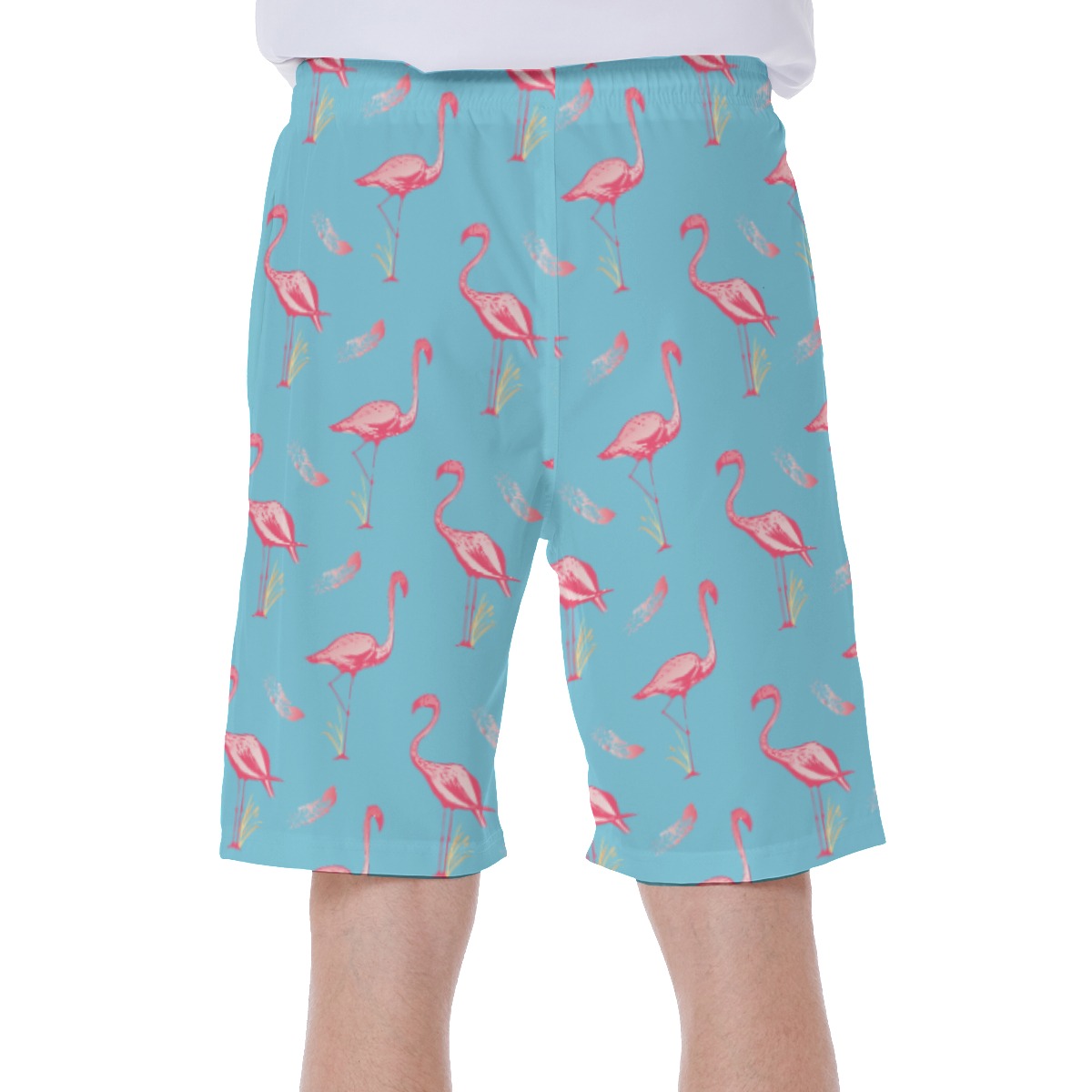 Lovely Flamingo Blue Hawaiian Swim Trunks For Men