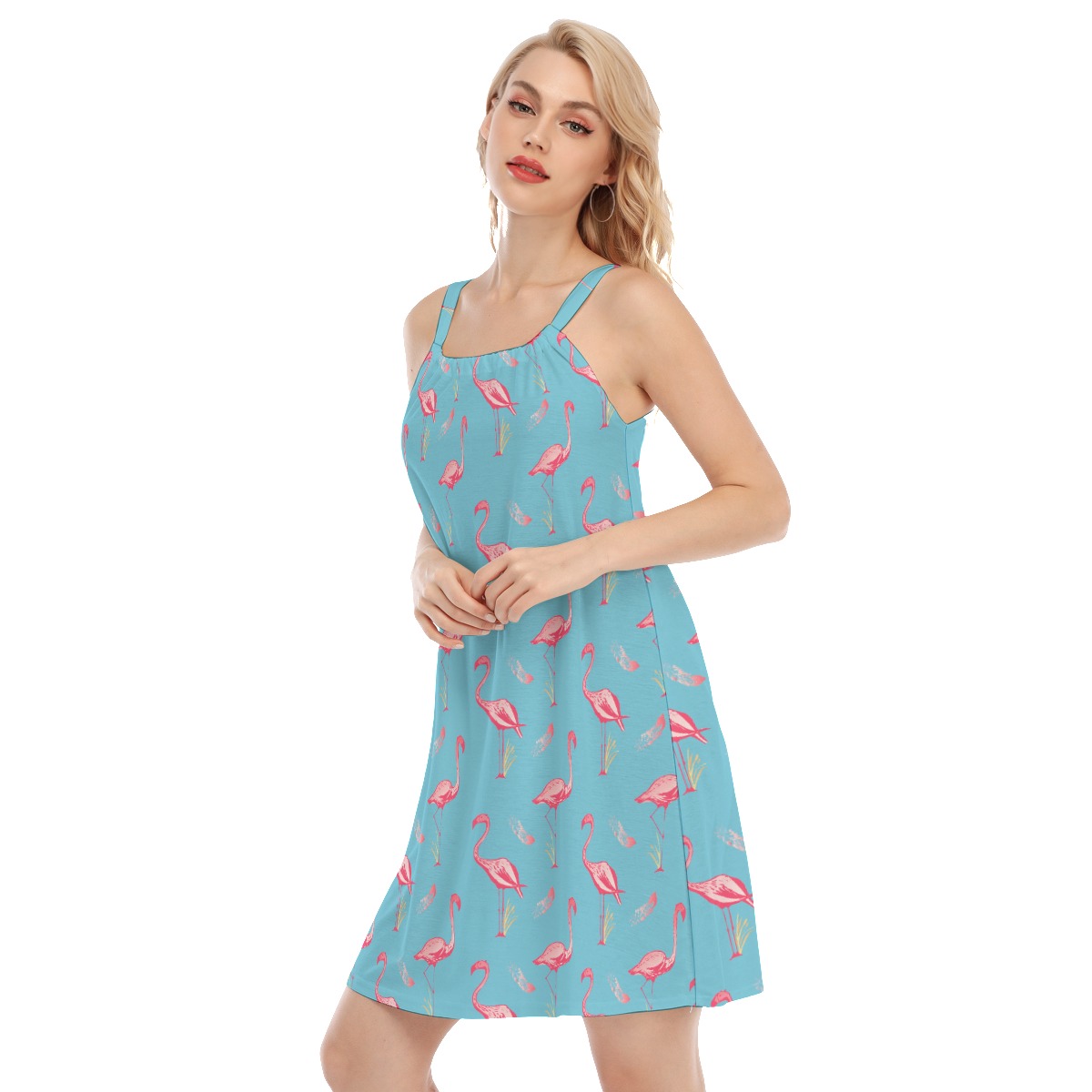 Cool Flamingo Blue Hawaiian Dress
