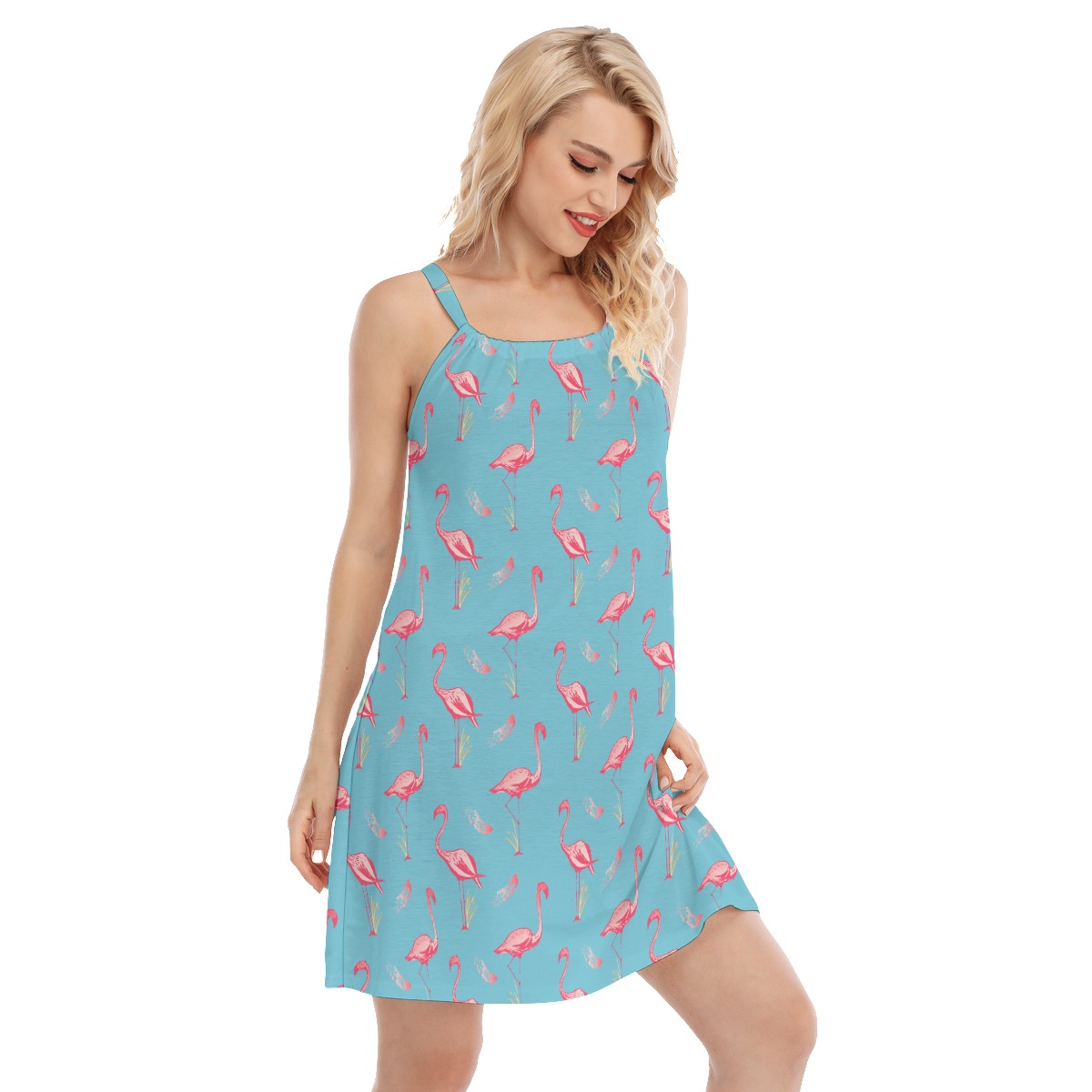 Cool Flamingo Blue Hawaiian Dress