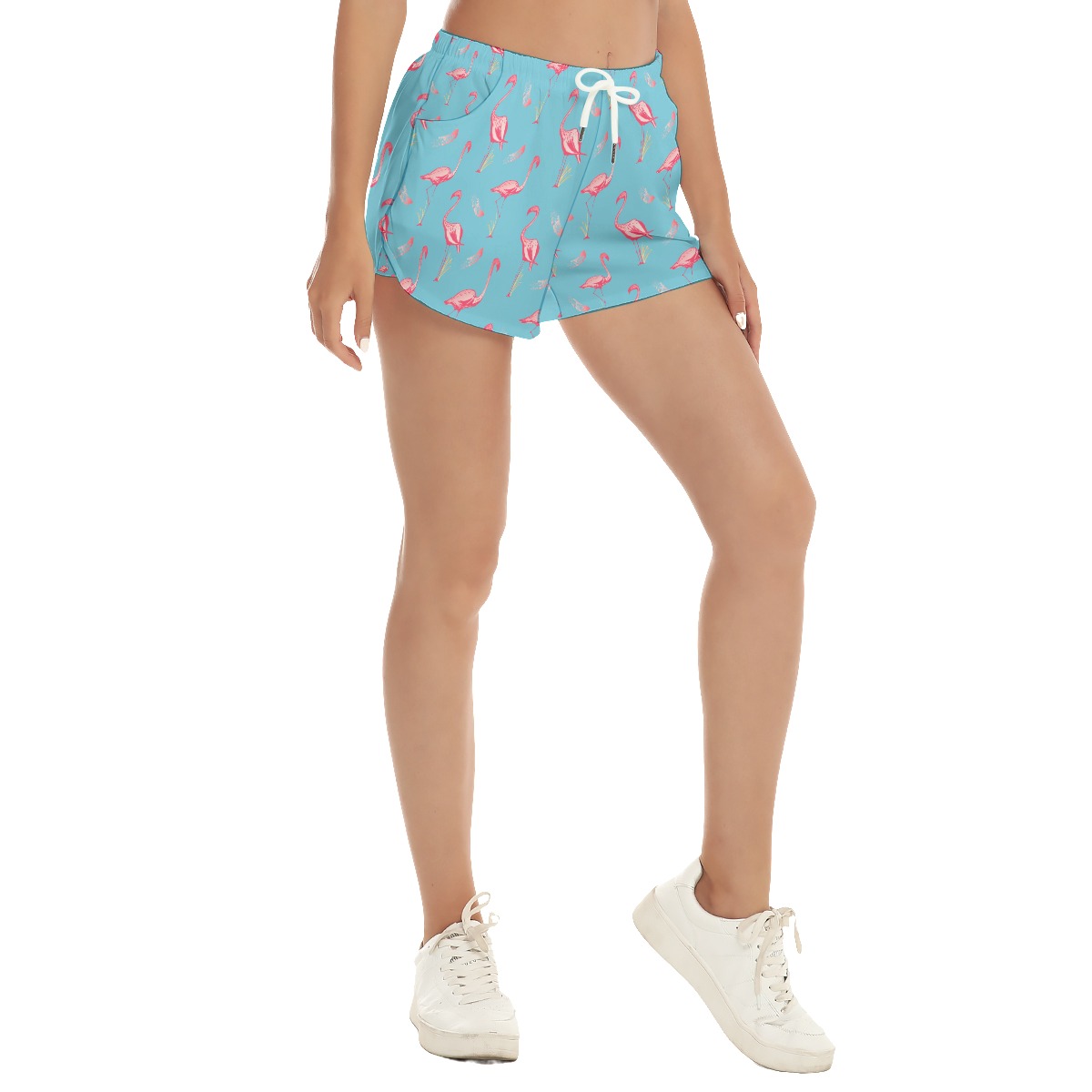 Lovely Flamingo Blue Beach Shorts For Women