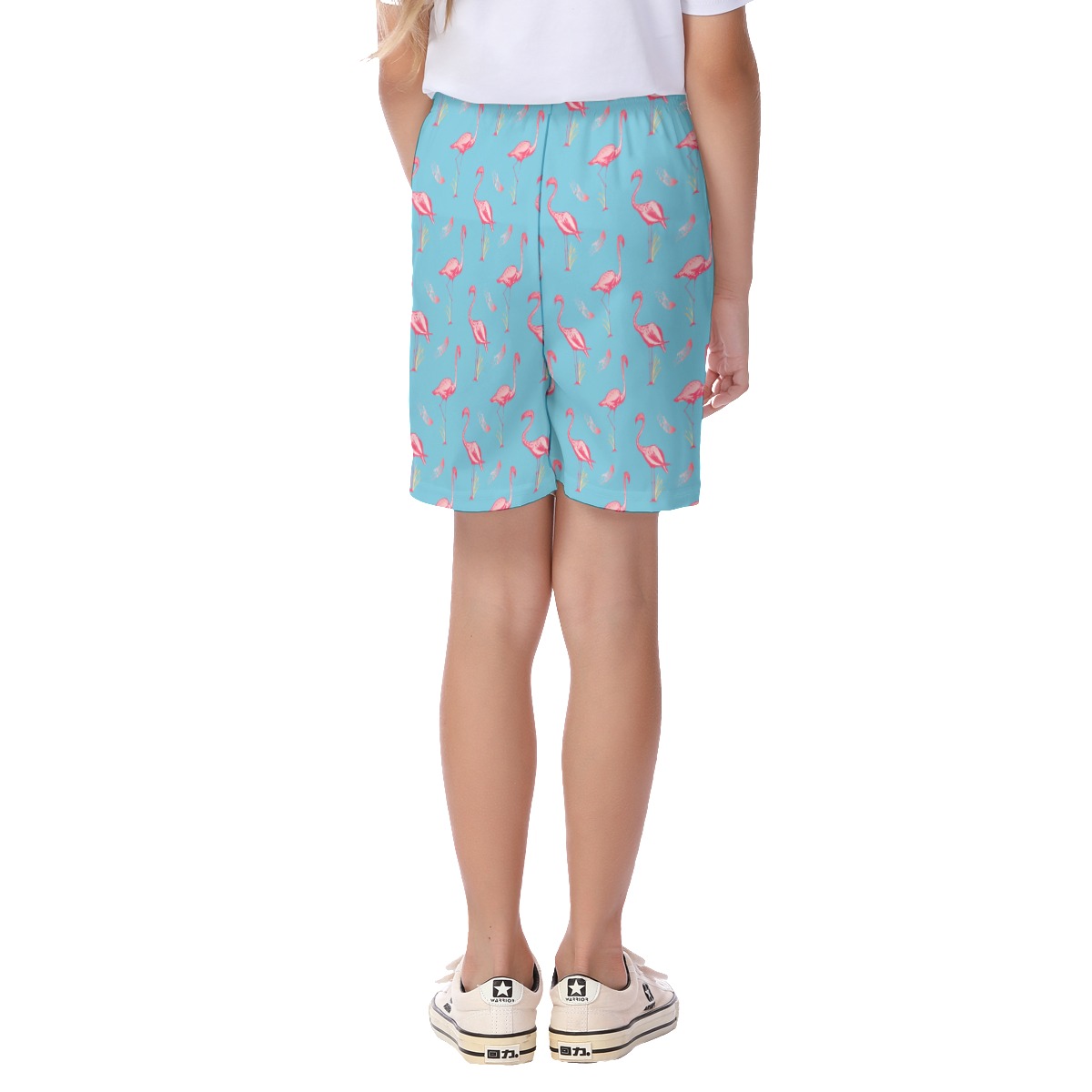 Cute Flamingo Blue Hawaiian Beach Shorts For Kids