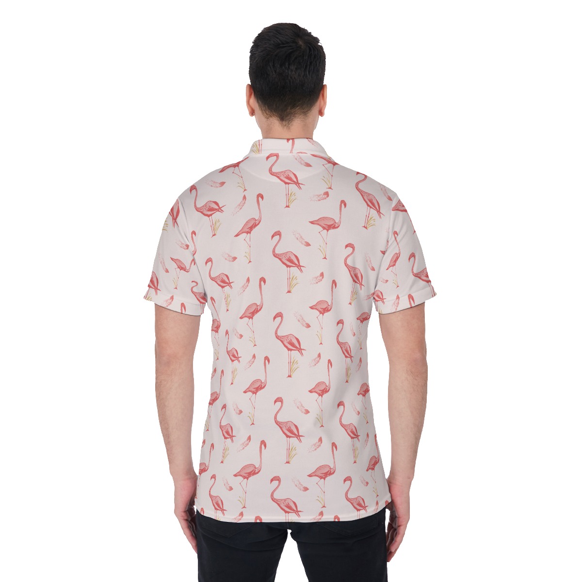 Lovely Flamingo Hawaiian Polo Shirt For Men