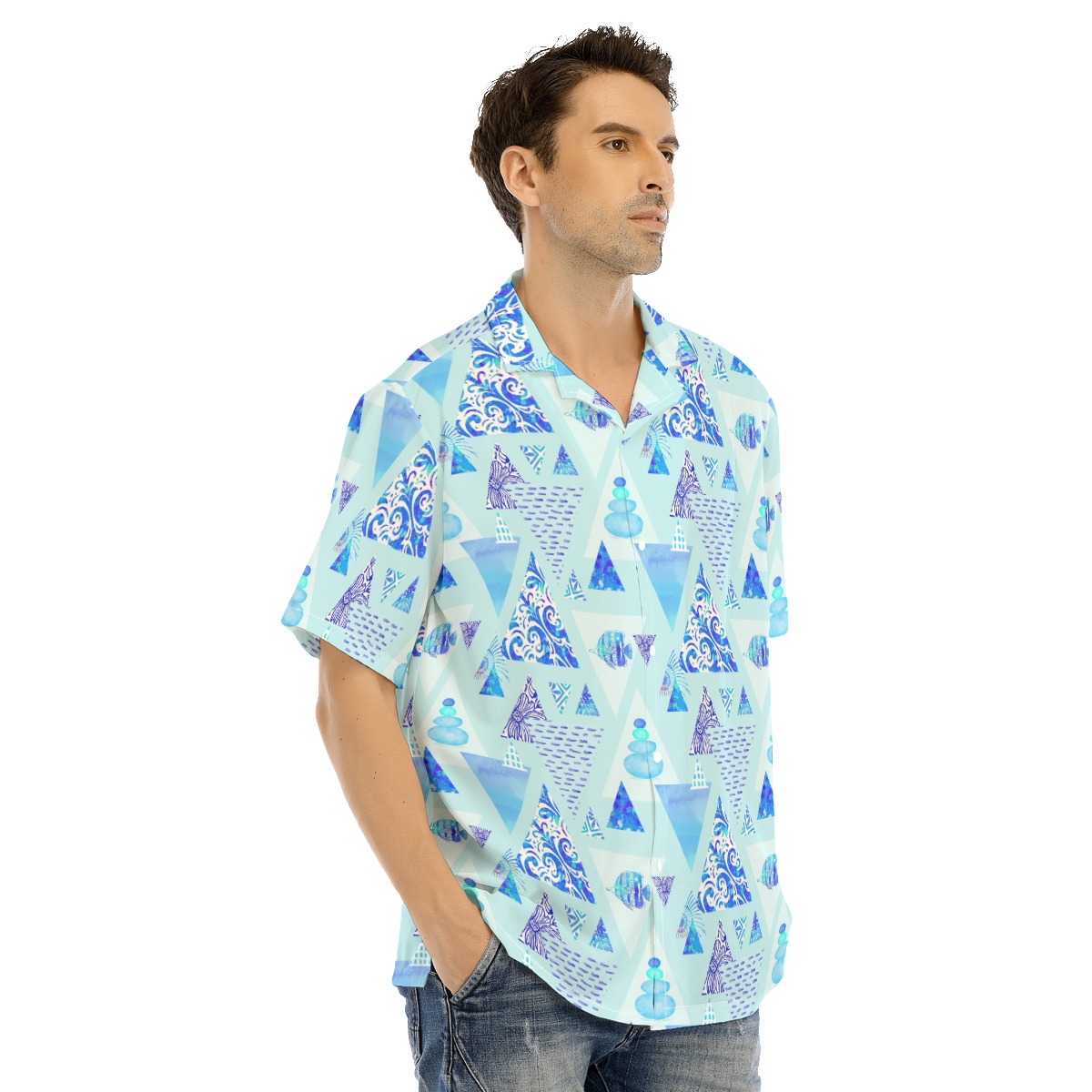 Vintage Ocean Triangle Hawaiian Shirt For Men
