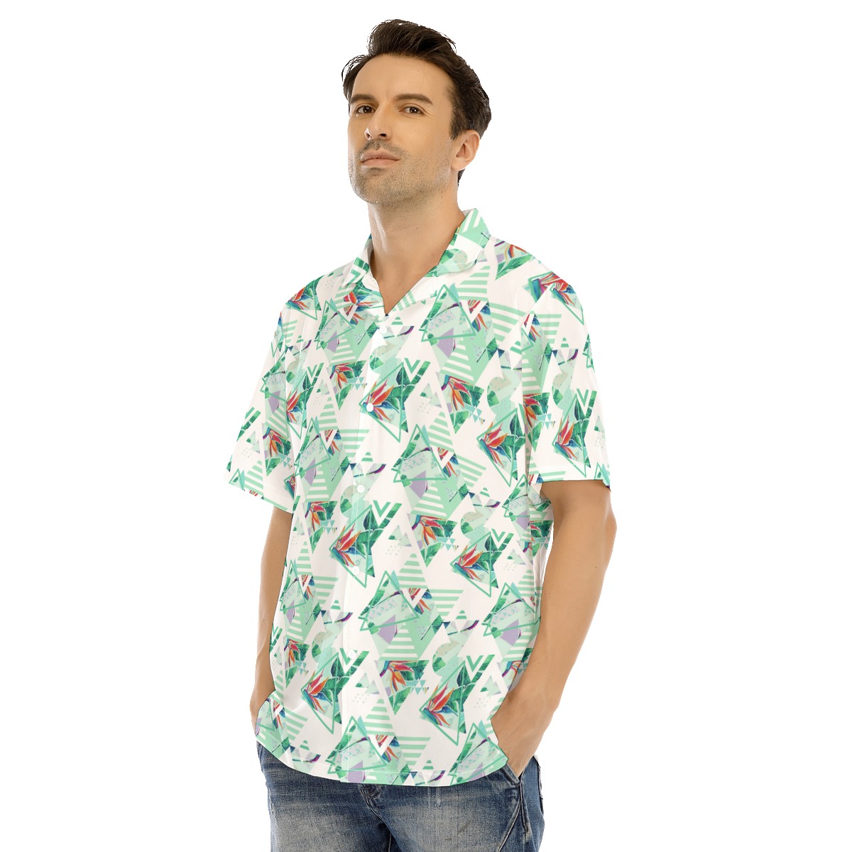 Tropical Leaf Triangle Hawaiian Shirt For Men