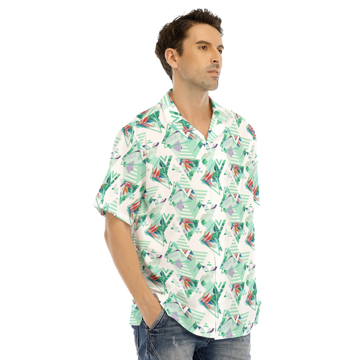 Tropical Leaf Triangle Hawaiian Shirt For Men
