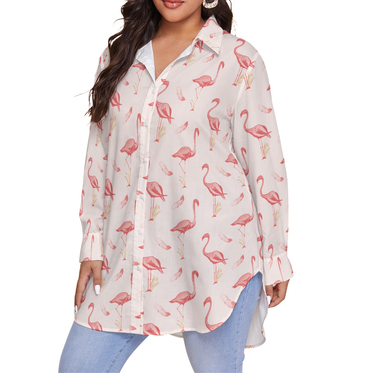 Women's Lovely Flamingo Plus Size Hawaiian Shirt