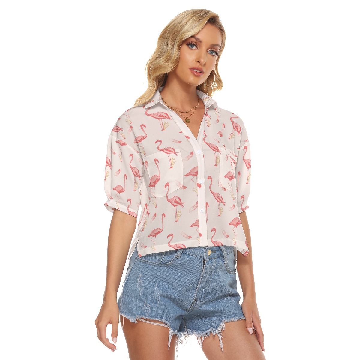 Lovely Flamingo Hawaiian Crop Top For Women