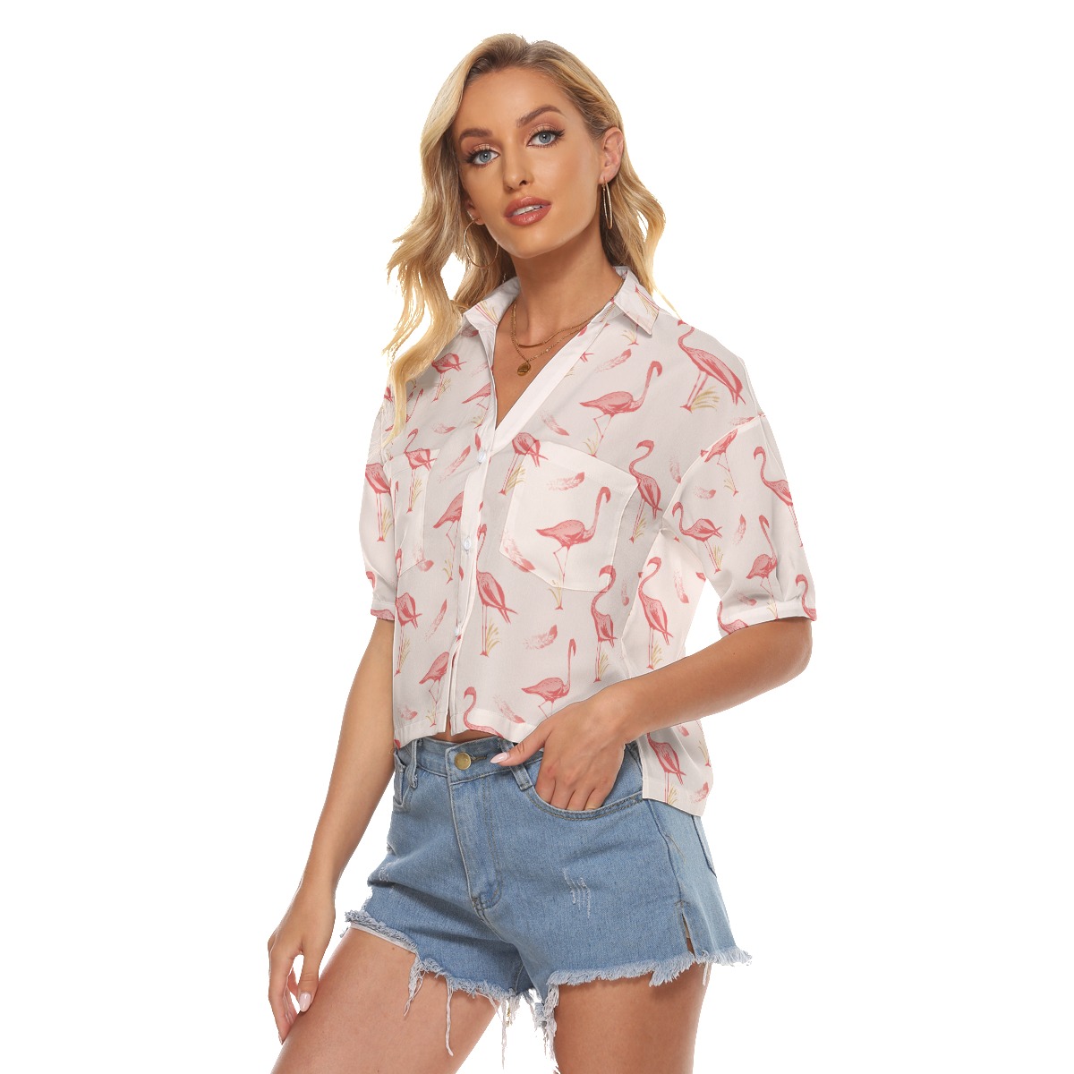 Lovely Flamingo Hawaiian Crop Top For Women