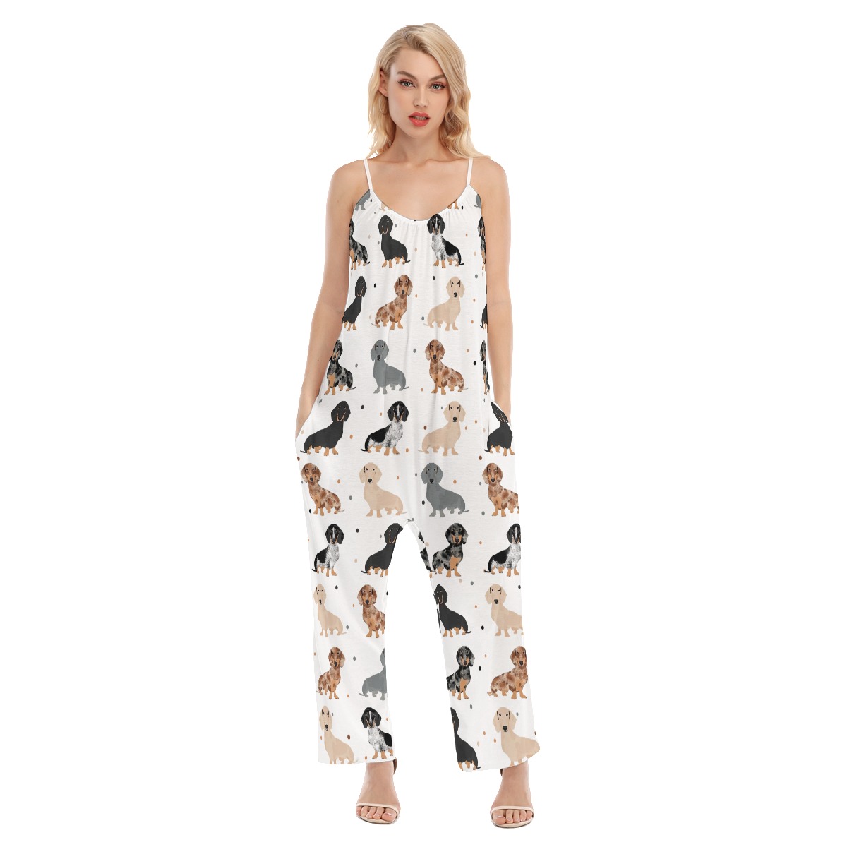 Lovely Dachshund Dogs Hawaiian Jumpsuit For Women - variant image 1