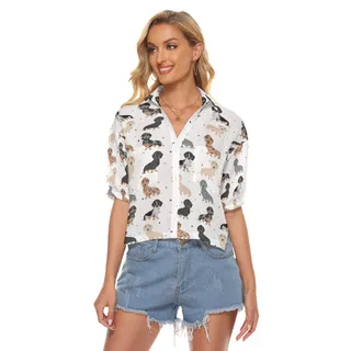 Cute Dachshund Hawaiian Crop Top For Women