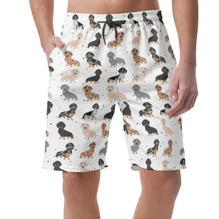 Cute Dachshund Men's Hawaiian Beach Shorts
