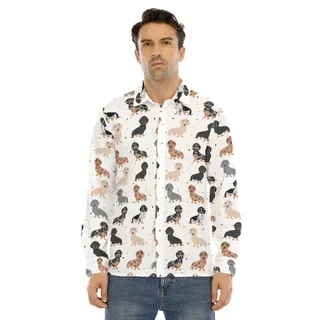 Cool Dachshund Long Sleeve Hawaiian Shirt For Men