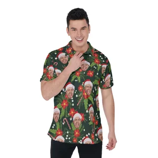 Funny Tropical Custom Christmas Polo Hawaiian Shirt For Men