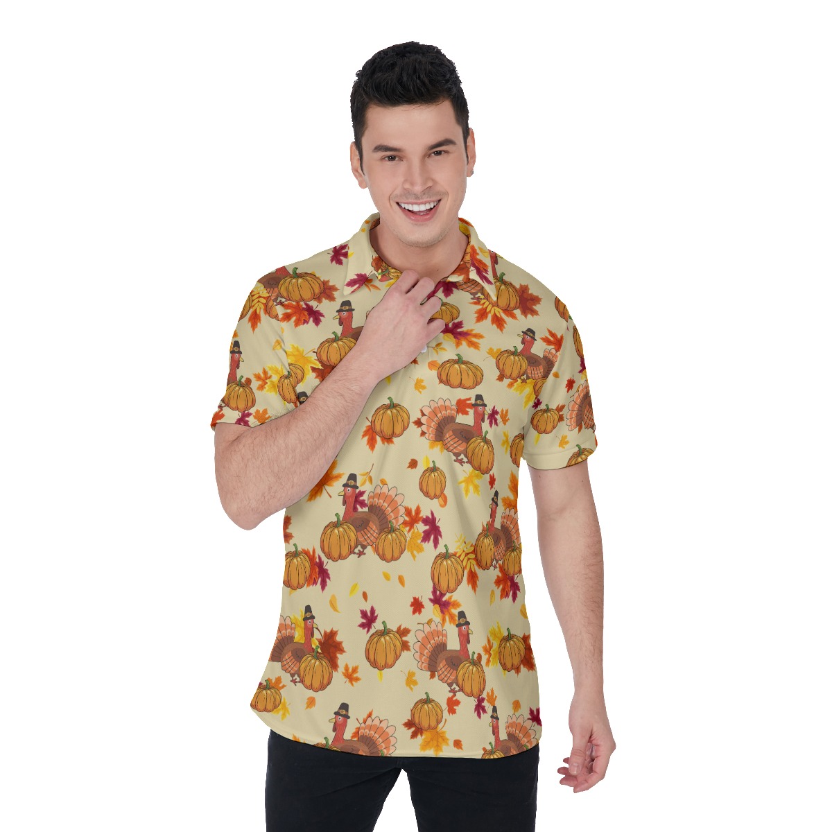 Men's Cool Turkey Thanksgiving Polo Hawaiian Shirt - variant image 1