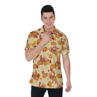 Men's Cool Turkey Thanksgiving Polo Hawaiian Shirt