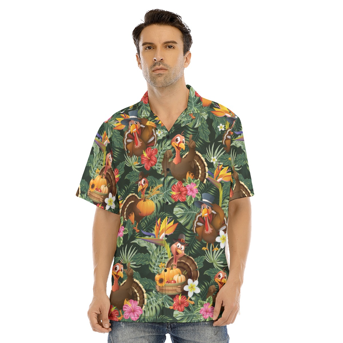Tropical Turkey Thanksgiving Hawaiian Shirt For Men - variant image 1