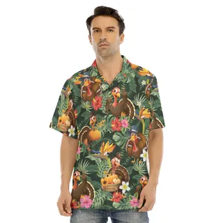 Tropical Turkey Thanksgiving Hawaiian Shirt For Men