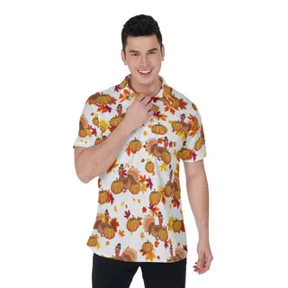 Cool Turkey Thanksgiving Polo Hawaiian Shirt For Men