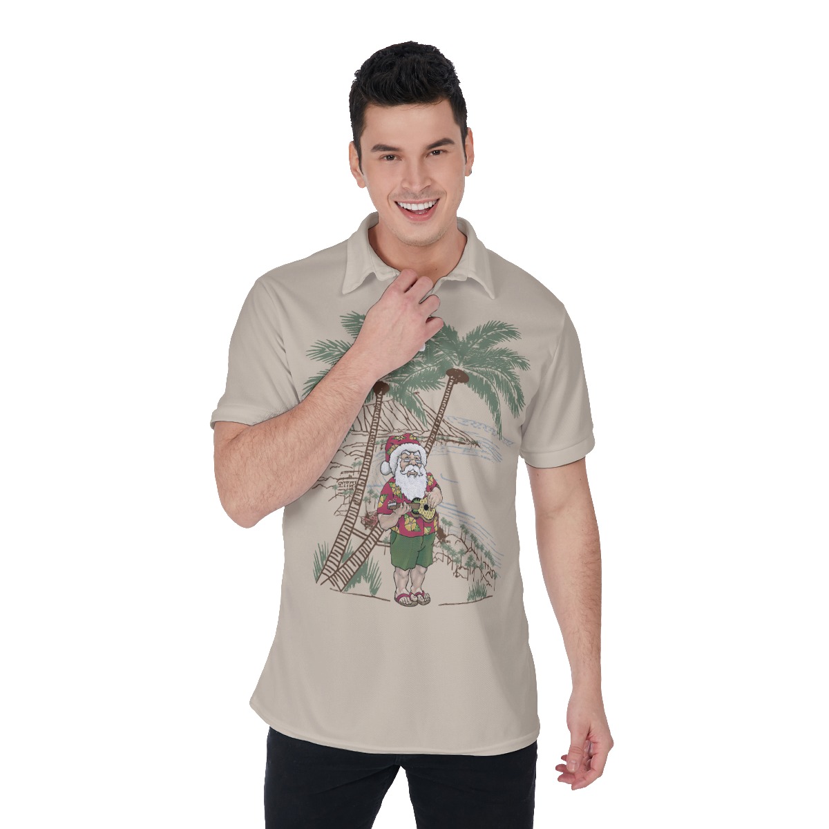 Musical Santa On The Island Polo Hawaiian Shirt For Men - variant image 1