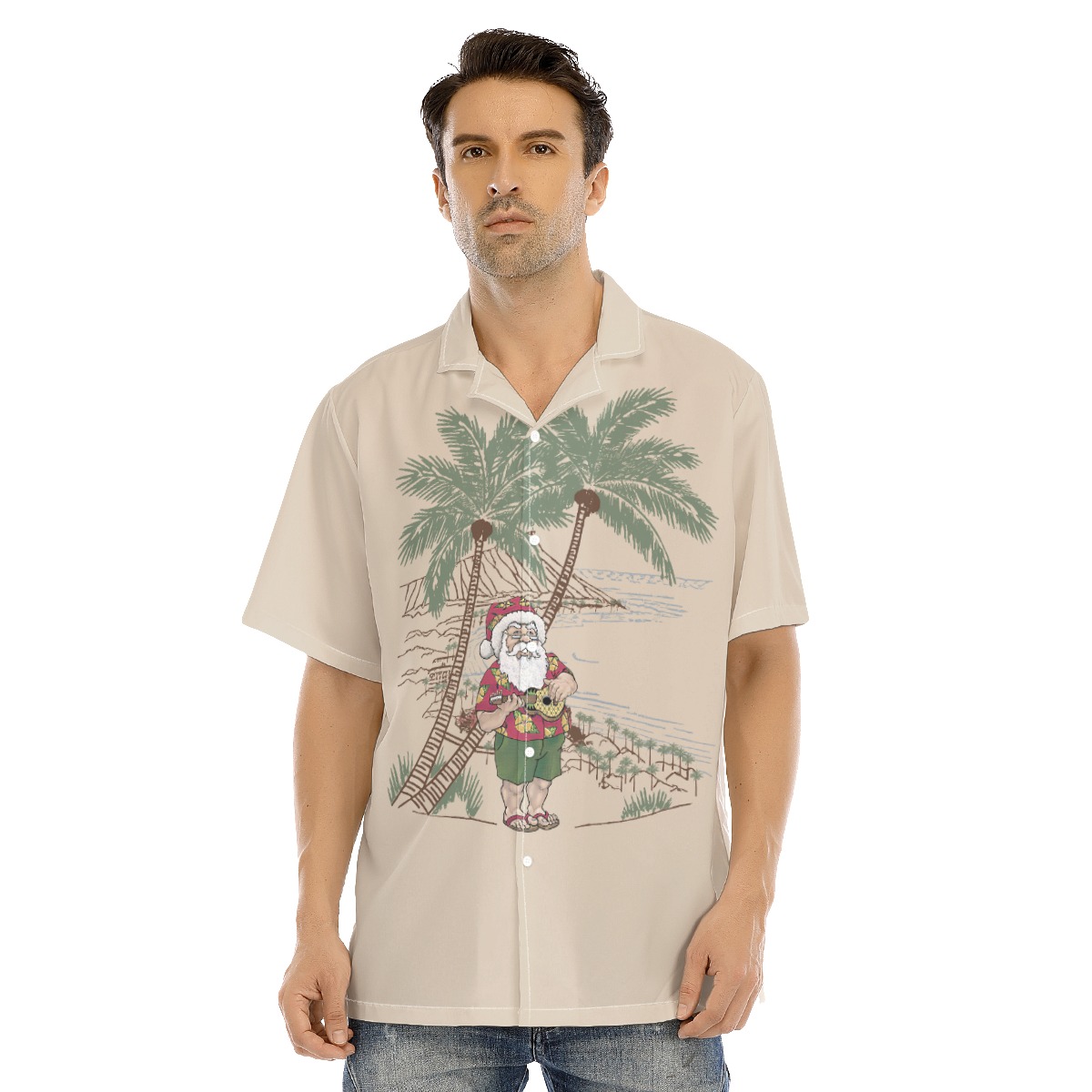 Musical Santa On The Island Hawaiian Shirt For Men - variant image 1