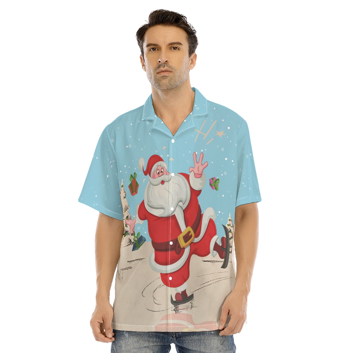 Cool Skating Santa Christmas Hawaiian Shirt For Men - variant image 1
