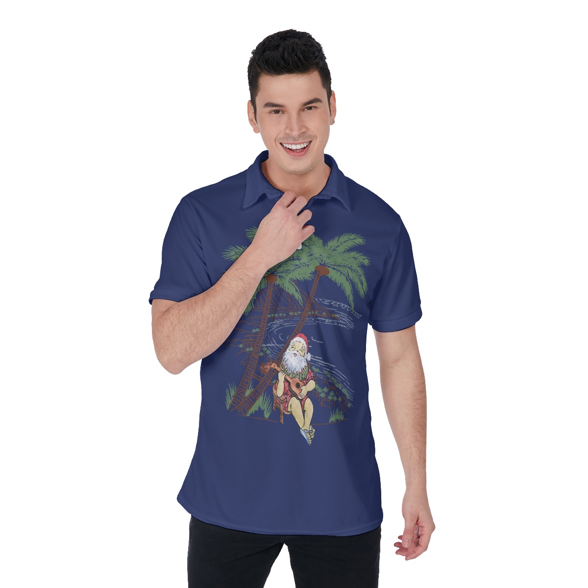 Men's Musical Island Santa Polo Hawaiian Shirt - variant image 1