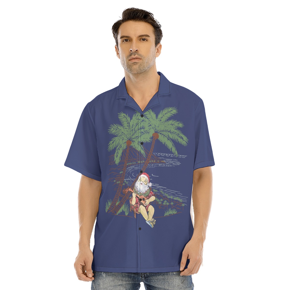 Men's Musical Santa On The Island Hawaiian Shirt - variant image 1