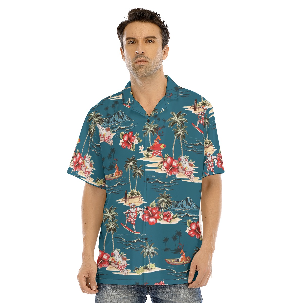 Men's Tropical Santa On The Island Hawaiian Shirt - variant image 1