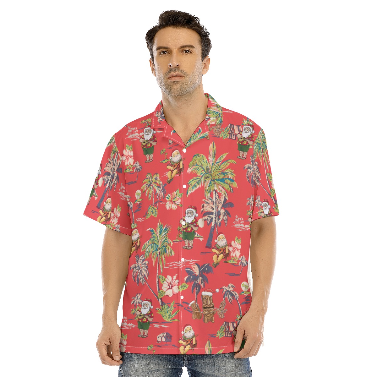 Men's Mele Kalikimaka Musical Santa Hawaiian Shirt - variant image 1