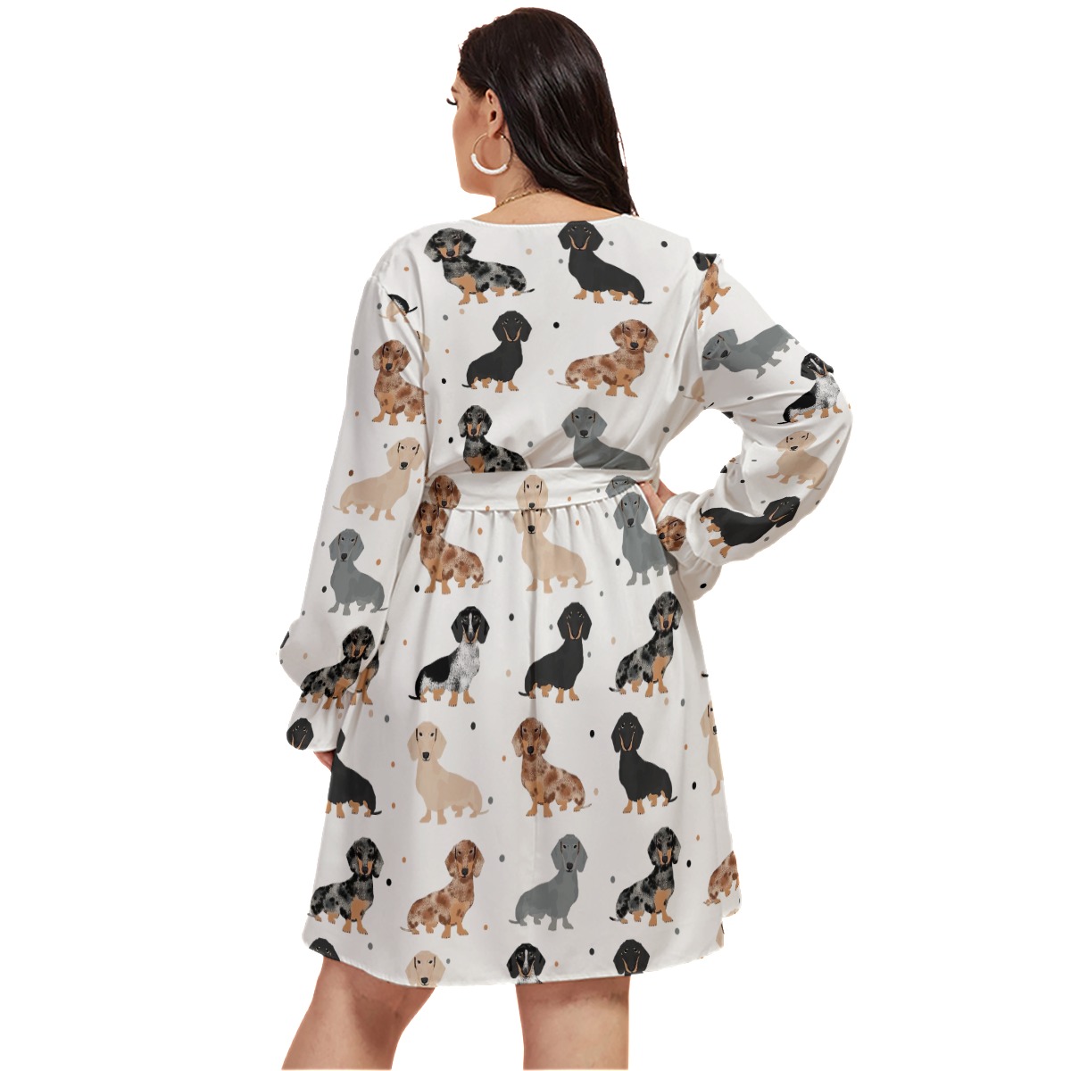 Cool Dachshund Dogs Plus Size V-Neck Dress