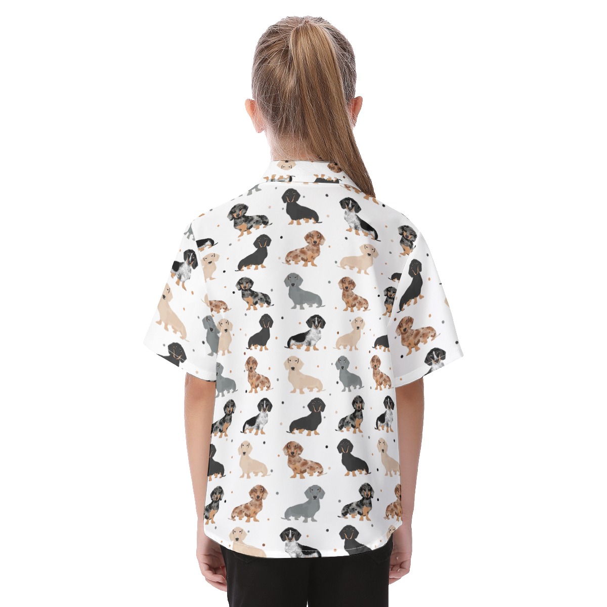 Cute Dachshund Button Hawaiian Shirt For Kids