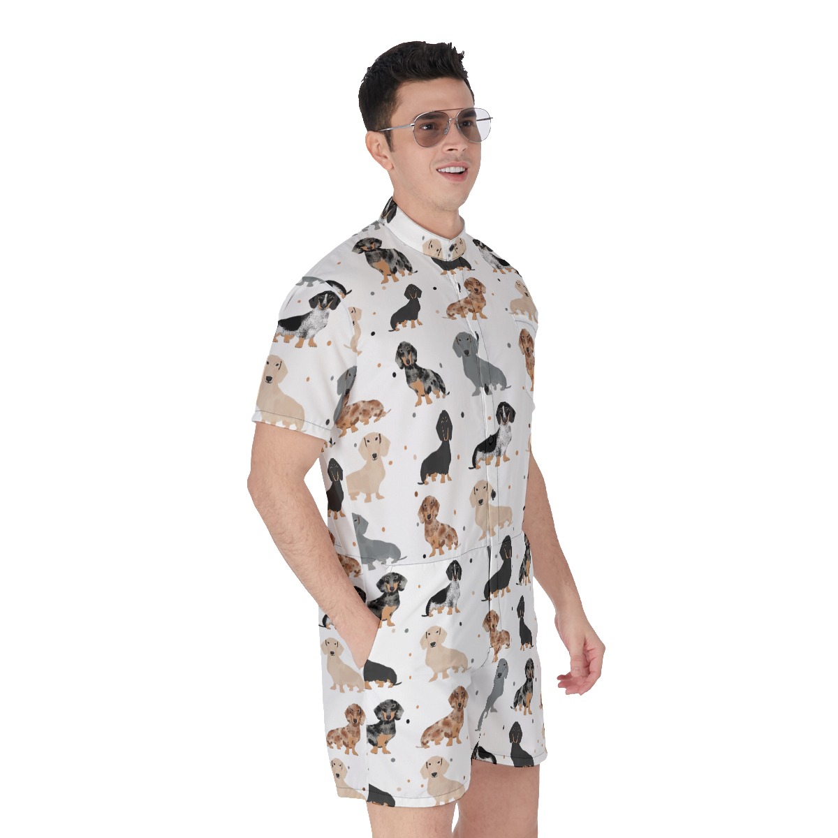 Cool Dachshund Men's Hawaiian Romper