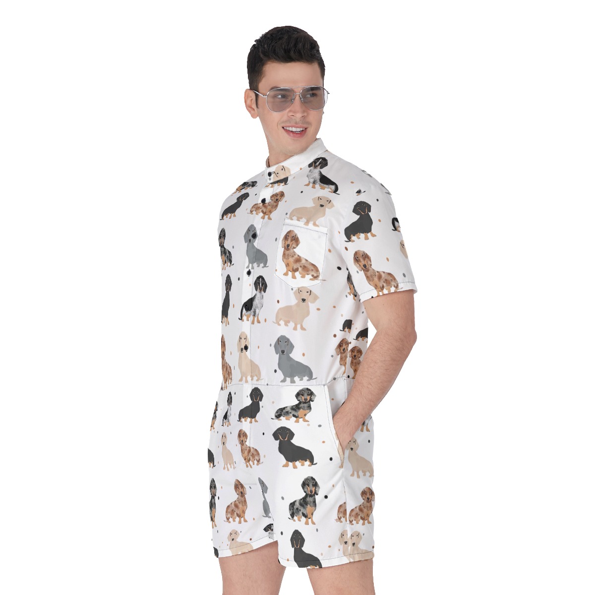 Cool Dachshund Men's Hawaiian Romper